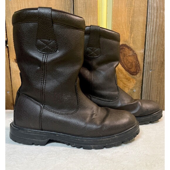 Brahma Men’s Wide Width Ronnie Wellington Size 8W Brown Pull On Work Boots - Picture 2 of 11